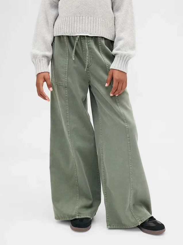 Baggy-bukser i twill for barn