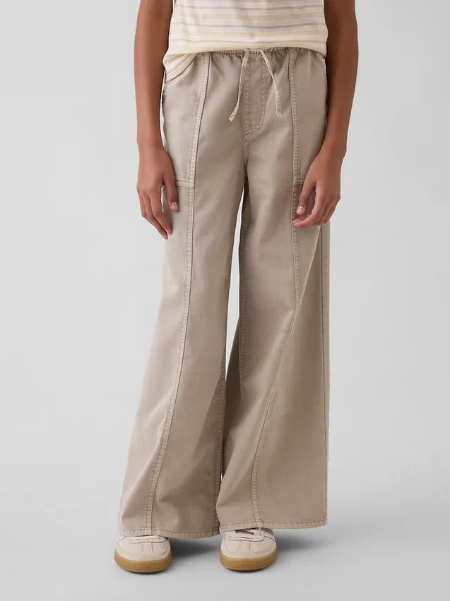 Baggy-bukser i twill for barn