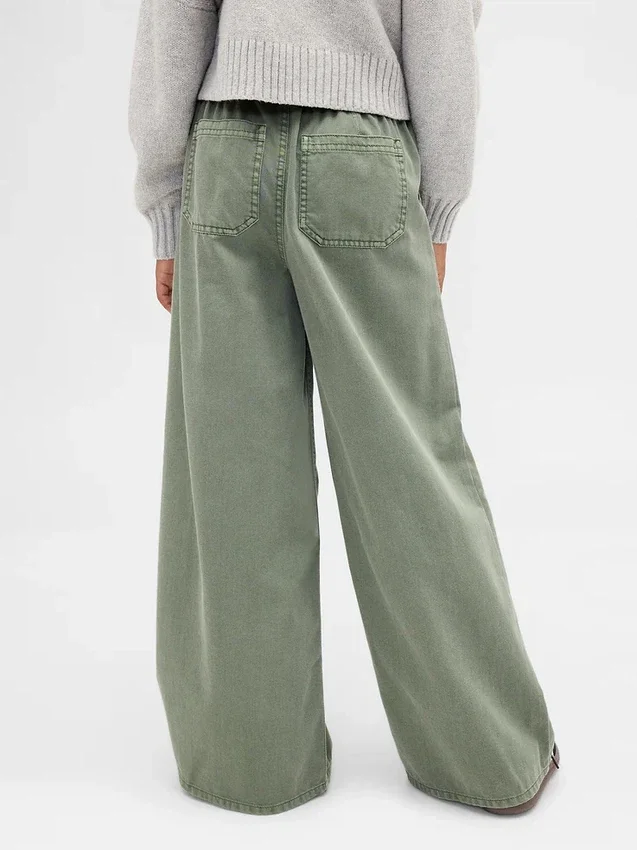 Baggy-bukser i twill for barn