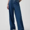 Baggy-bukser i ultramyk denim med middels høy midje