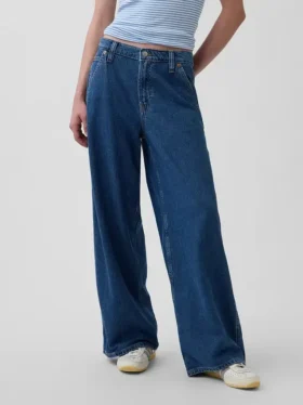 Baggy-bukser i ultramyk denim med middels høy midje