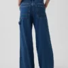 Baggy-bukser i ultramyk denim med middels høy midje
