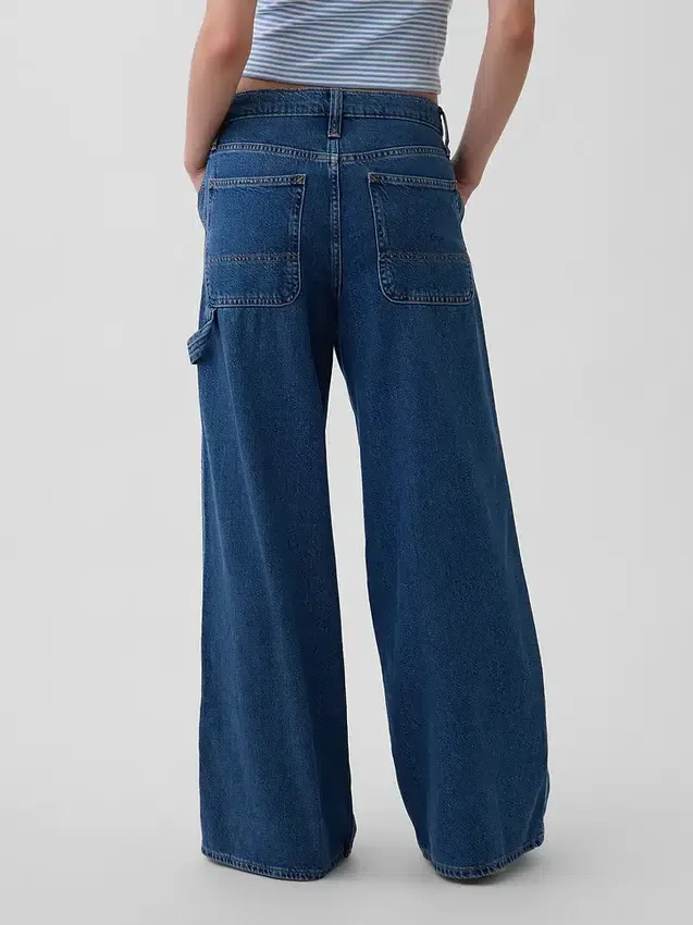 Baggy-bukser i ultramyk denim med middels høy midje