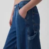 Baggy-bukser i ultramyk denim med middels høy midje