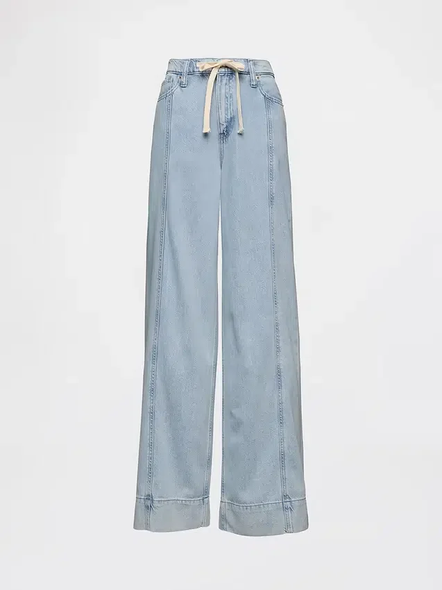 Baggy-bukser i ultramyk denim med middels høy midje
