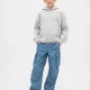 Baggy cargo-joggebukser i denim for barn