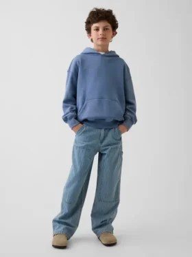 Baggy Carpenter-Jeans med striper og doble knær for barn