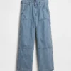 Baggy Carpenter-Jeans med striper og doble knær for barn