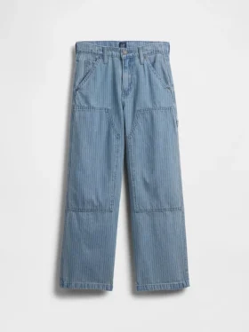 Baggy Carpenter-Jeans med striper og doble knær for barn