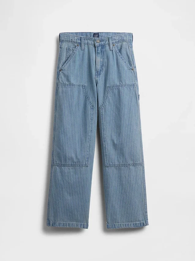 Baggy Carpenter-Jeans med striper og doble knær for barn