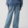 Baggy Carpenter-Jeans med striper og doble knær for barn