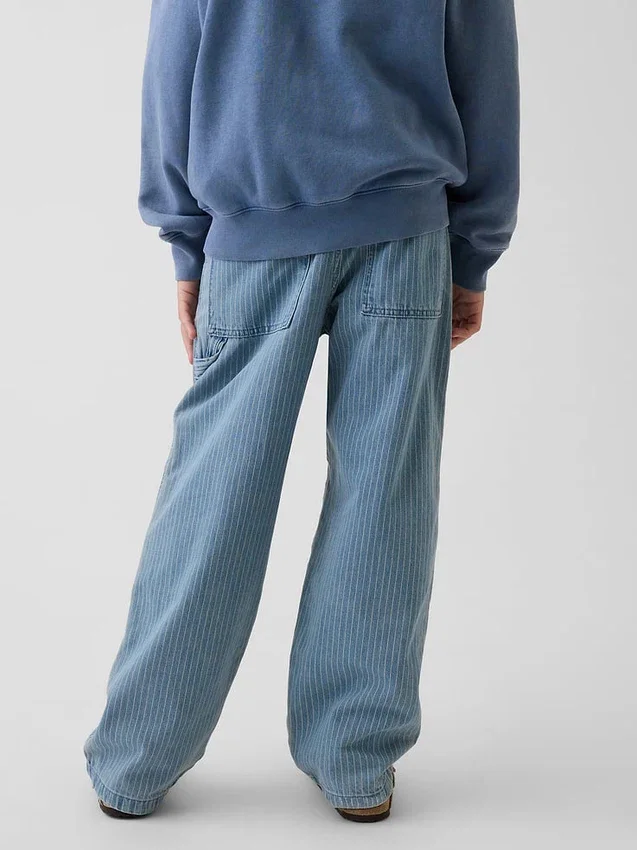 Baggy Carpenter-Jeans med striper og doble knær for barn