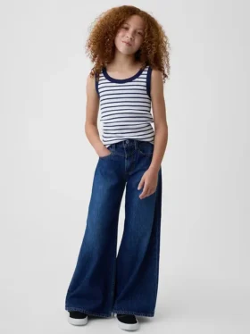 Baggy-Jeans for barn med lav midje og frontpanel