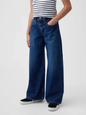 Baggy-Jeans for barn med lav midje og frontpanel