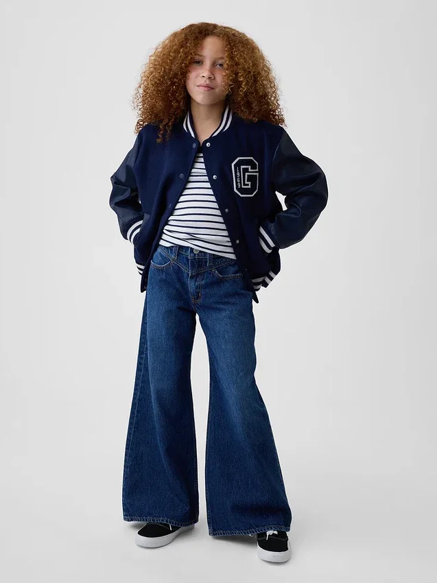 Baggy-Jeans for barn med lav midje og frontpanel