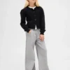 Baggy-Jeans for barn med lav midje, sløyfe og splittet kant
