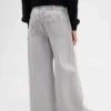 Baggy-Jeans for barn med lav midje, sløyfe og splittet kant
