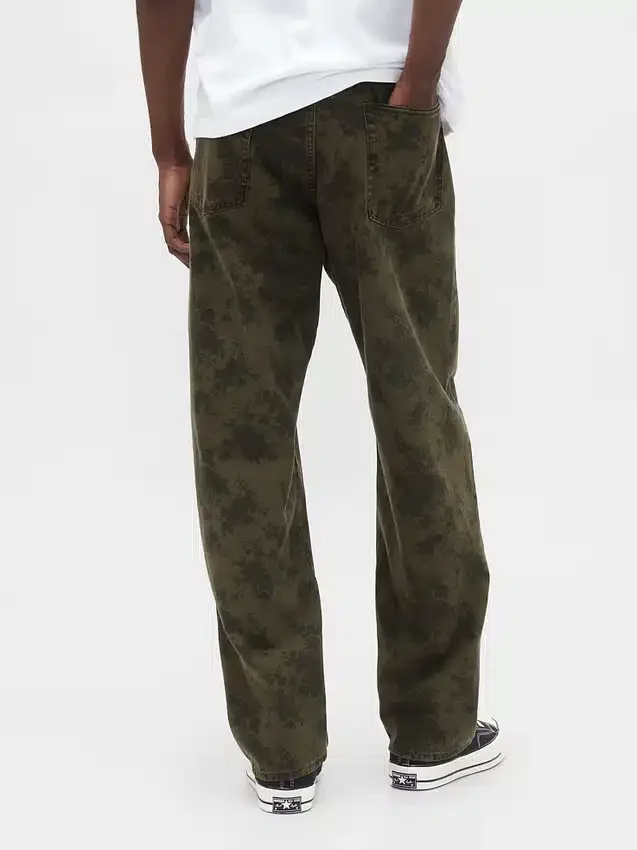 Baggy-Jeans i blomstret kanvas