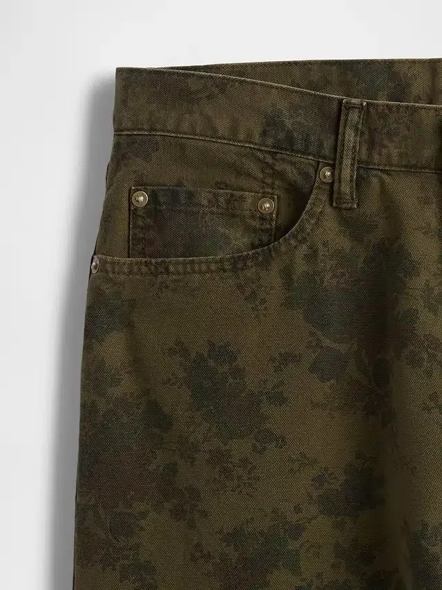 Baggy-Jeans i blomstret kanvas