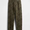 Baggy-Jeans i blomstret kanvas
