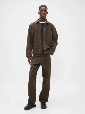 Baggy-Jeans i rutete kanvas