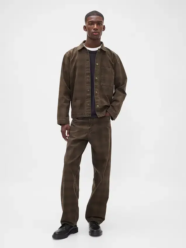 Baggy-Jeans i rutete kanvas
