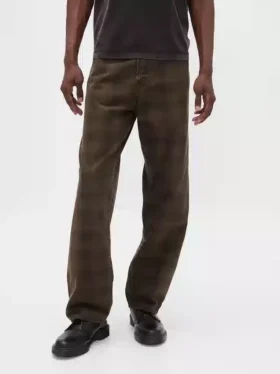 Baggy-Jeans i rutete kanvas