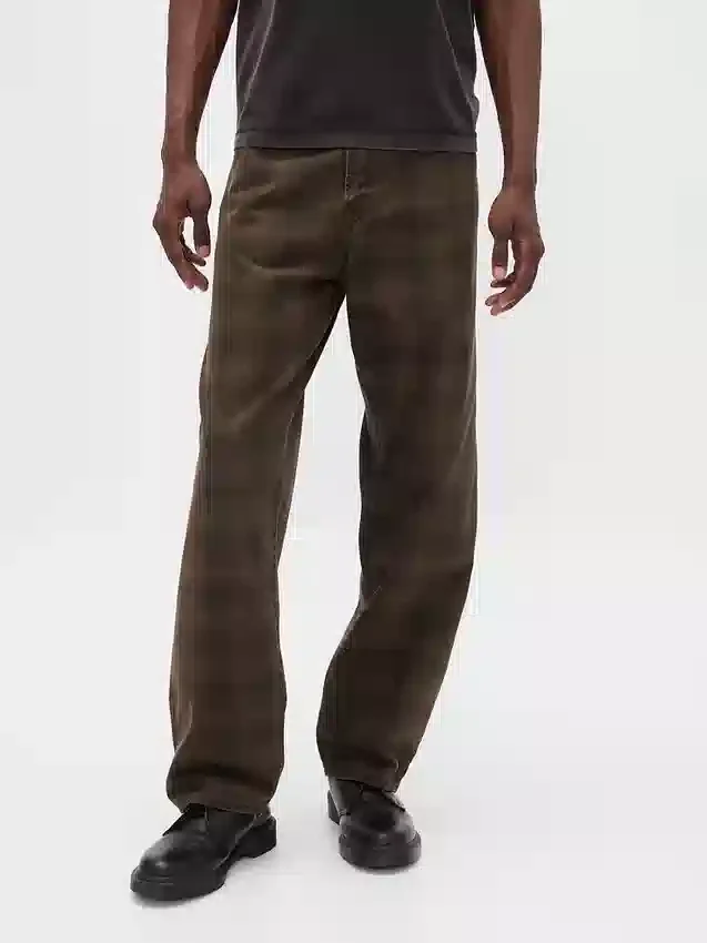 Baggy-Jeans i rutete kanvas