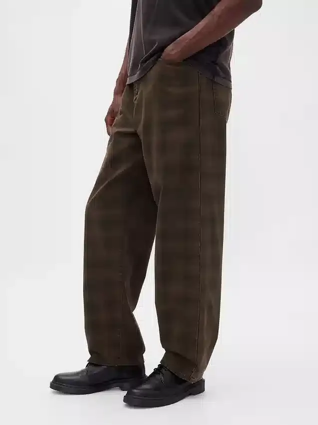 Baggy-Jeans i rutete kanvas