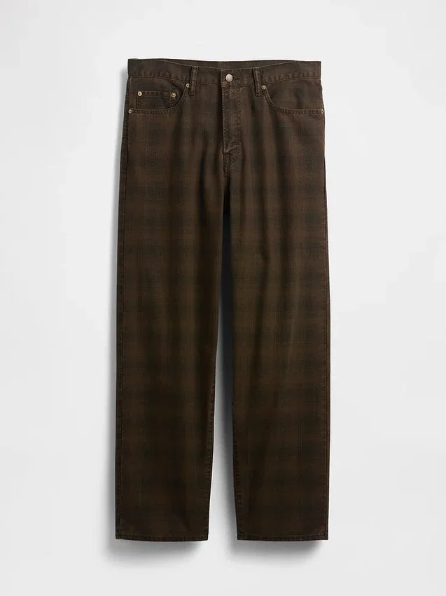 Baggy-Jeans i rutete kanvas