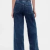 Baggy-Jeans i strikket denim med middels høy midje