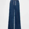 Baggy-Jeans i strikket denim med middels høy midje
