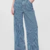 Baggy-Jeans i ultramyk denim med striper og middels høy midje