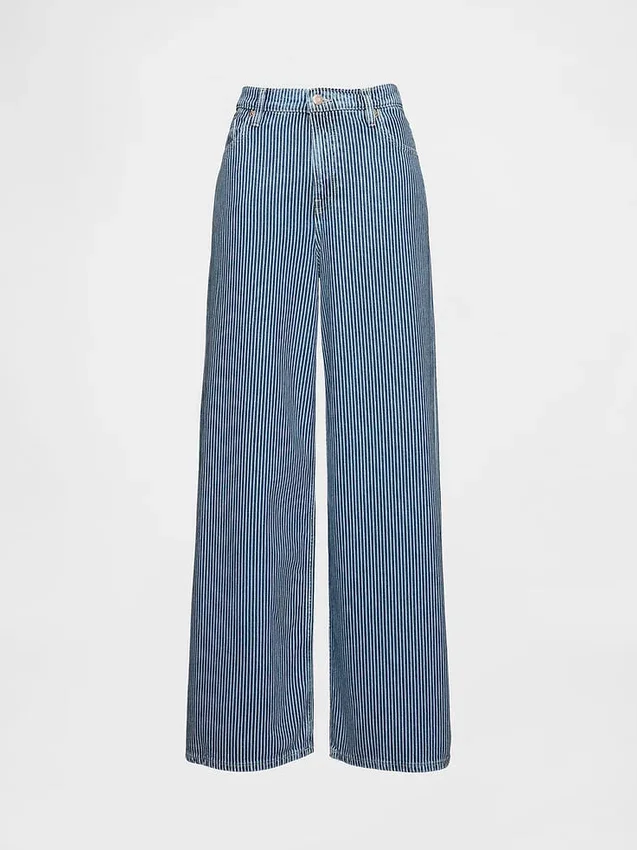 Baggy-Jeans i ultramyk denim med striper og middels høy midje