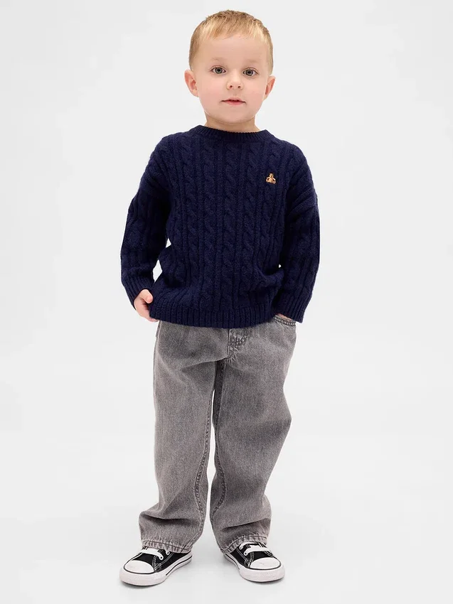 Baggy-jeans med elastisk linning for Baby og Småbarn