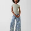 Baggy-Jeans med lav midje og blomstermønster for barn