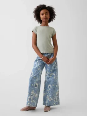 Baggy-Jeans med lav midje og blomstermønster for barn