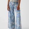 Baggy-Jeans med lav midje og blomstermønster for barn