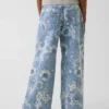 Baggy-Jeans med lav midje og blomstermønster for barn