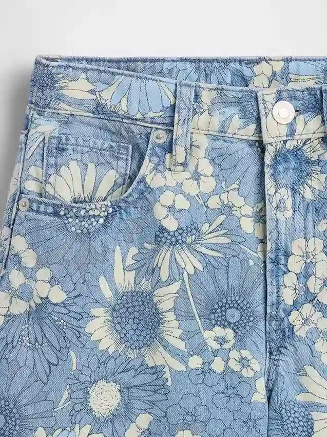 Baggy-Jeans med lav midje og blomstermønster for barn