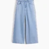 Baggy-Jeans med lav midje og blonderkant for barn