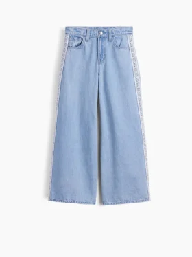 Baggy-Jeans med lav midje og blonderkant for barn