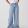 Baggy-Jeans med lav midje og blonderkant for barn