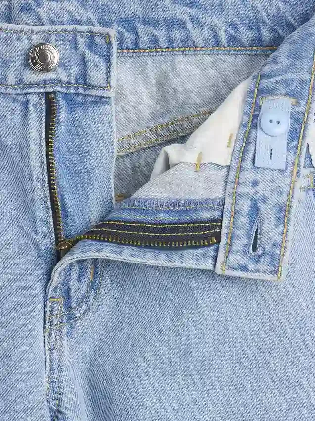 Baggy-Jeans med lav midje og blonderkant for barn