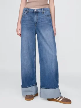 Baggy-jeans med middels høy midje og mansjetter