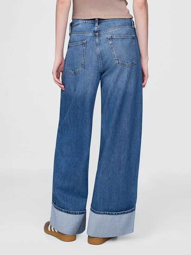Baggy-jeans med middels høy midje og mansjetter