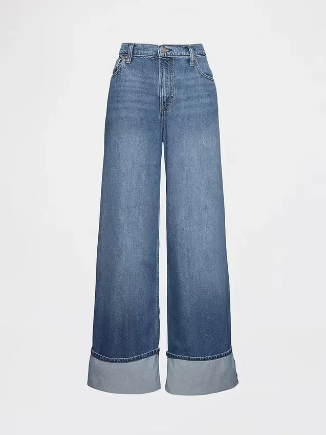 Baggy-jeans med middels høy midje og mansjetter