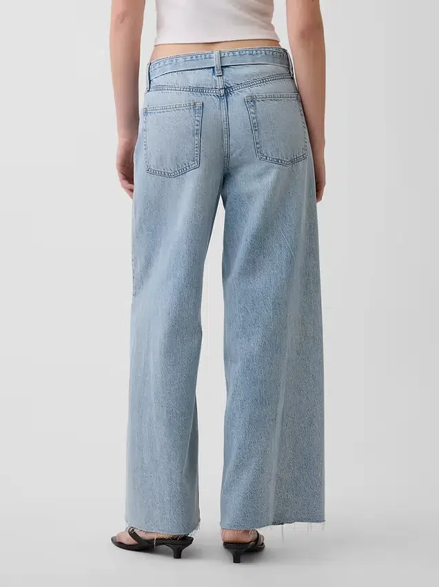 Baggy-jeans med midjehøyde og belte