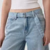 Baggy-jeans med midjehøyde og belte