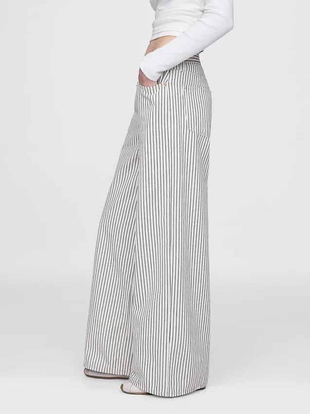 Baggy-jeans med midt høyde og denimstriper
